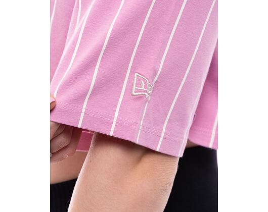 Dámské Triko New Era Pinstripe Crop Tee - Fondant Pink / Off White