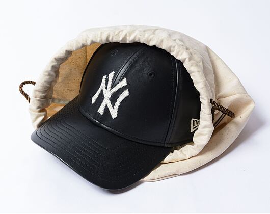 Kšiltovka New Era - MLB Image Drop - Leather 9FORTY - NY Yankees - Black / Off White