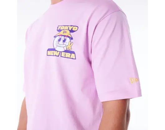 Triko New Era - Location Graphic Oversized Tee - Pastel Pink / White