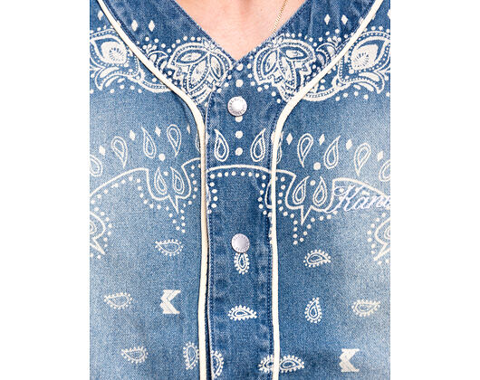 Dres - Kani Paisley Denim Baseball Shirt - Blue