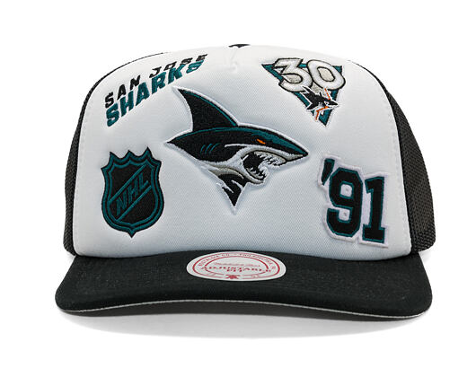 Kšiltovka Mitchell & Ness - Gridlock Trucker - San Jose Sharks - White