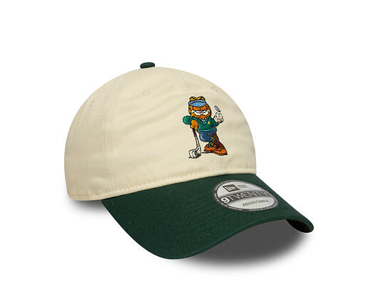 Kšiltovka New Era - Garfield at Golf Course 9TWENTY - Cream / Dark Green