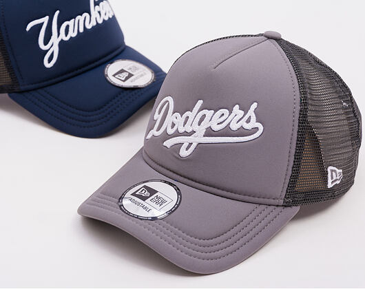 Kšiltovka New Era - MLB Foam Script 9FORTY Trucker - LA Dodgers - Graphite