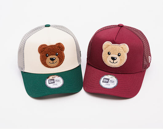 Dětská Kšiltovka New Era - Boucle Bear 9FORTY Trucker - Burgundy
