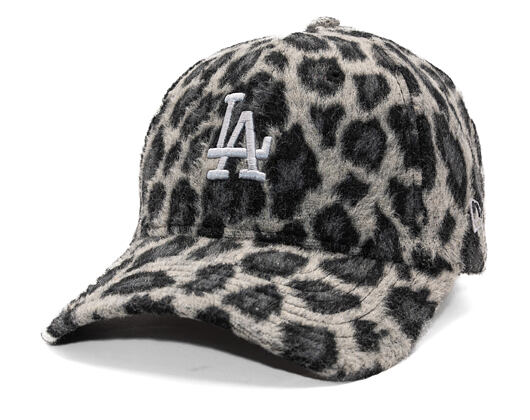 Dámská Kšiltovka New Era - MLB Cosy Animal - Snow Leopard Fleece 9FORTY - LA Dodgers - Grey / Black