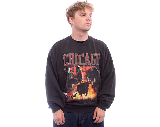 Mikina New Era - NBA Washed Graphic Crewneck - Chicago Bulls - Black
