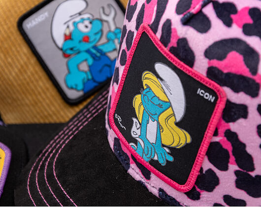 Kšiltovka Capslab - Smurfs Trucker - Leopard Icon - Black / Pink