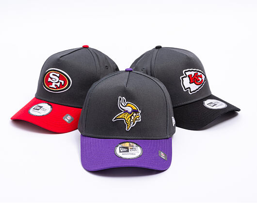Kšiltovka New Era - NFL Charcoal Drop 9FORTY A-Frame - Minnesota Vikings - Steel Clouds / Purple
