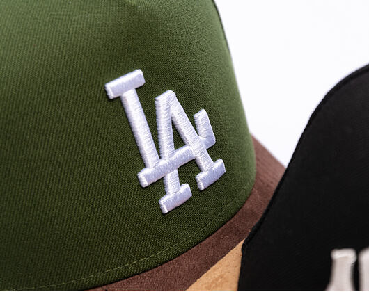 Kšiltovka New Era - MLB Suede Visor 9FORTY A-Frame - LA Dodgers - Rifle Green / Brown