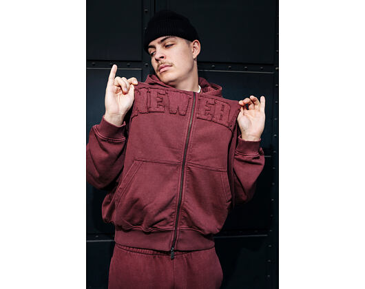 Mikina New Era - Branded Washed Full-Zip Hoody - Burgundy