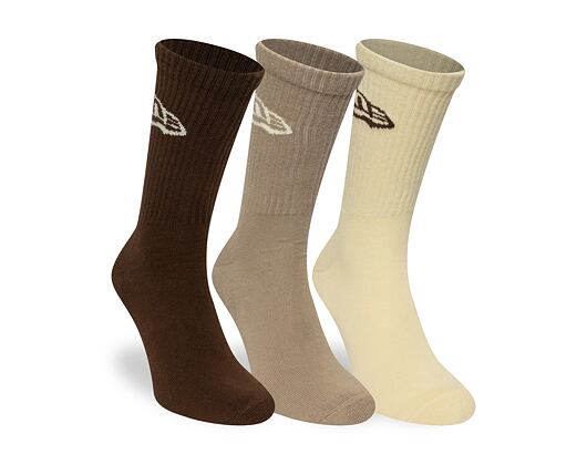 Ponožky New Era - Flag Crew Socks 3pk - Cream / Beige / Brown