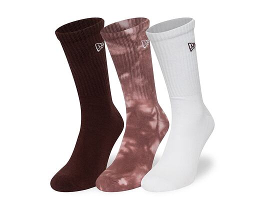 Ponožky New Era - Tie dye Crew Socks 3pk - Brown / Tie Dye / White