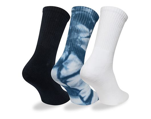 Ponožky New Era - Tie dye Crew Socks 3pk - White / Navy