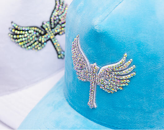 Kšiltovka Reflection Luxury Velvet Rhinostones Baby Blue