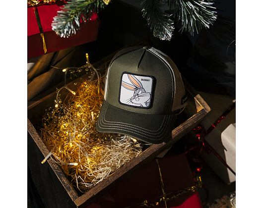 Kšiltovka Capslab - Trucker Looney Tunes - Bugs Bunny - Olive / White