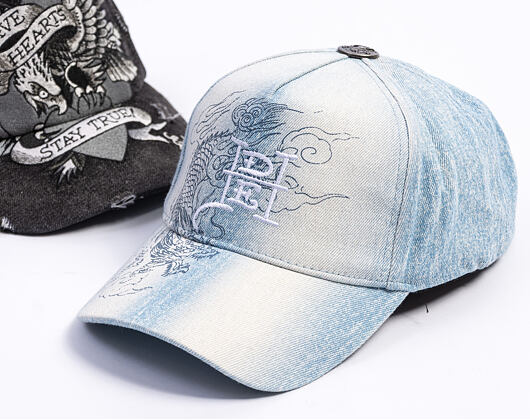 Kšiltovka Ed Hardy - Crawling Dragon Wash Denim 5 Panel Cap - Bleach