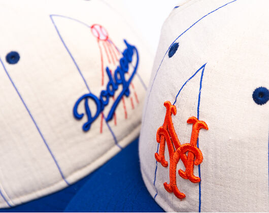 Kšiltovka New Era - MLB Retro Linen Pinstripe 59FIFTY Retro Crown - NY Mets - NY Logo - Off White