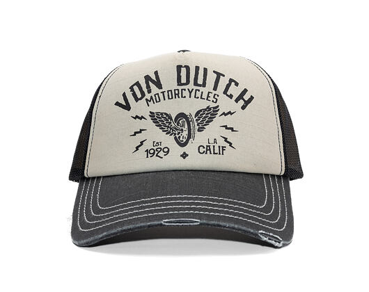 Kšiltovka Von Dutch - Trucker - Calif. Motorcycles 1929 Grey/Distressed Black Denim