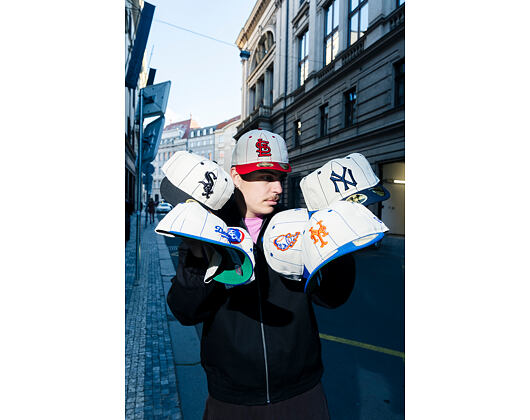 Kšiltovka New Era - MLB Retro Linen Pinstripe 59FIFTY Retro Crown - NY Mets - Mr. Met - Off White