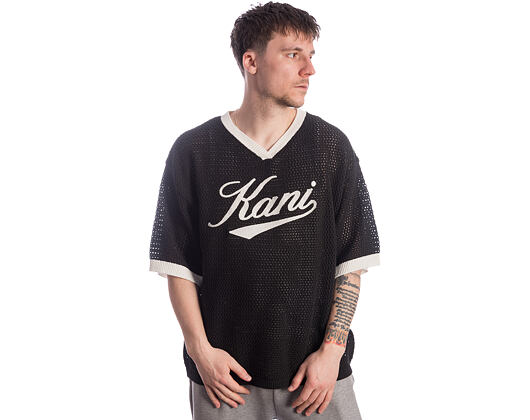 Triko Karl Kani - Cursive Varsity Crochet Boxy T-Shirt - Black