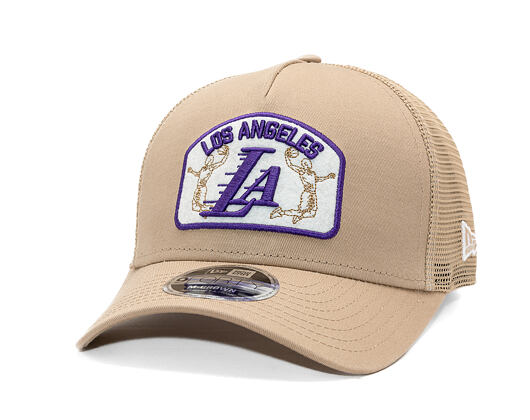 Kšiltovka New Era - NBA Felt Patch 9FORTY M-CROWN A-Frame Trucker - LA Lakers - Camel