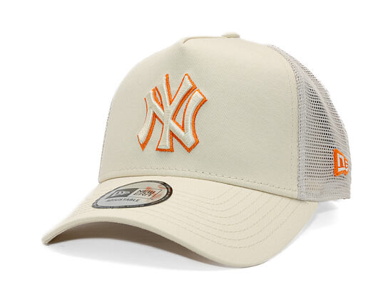 Kšiltovka New Era - MLB Outline 9FORTY A-Frame Trucker - NY Yankees - Cream / Orange