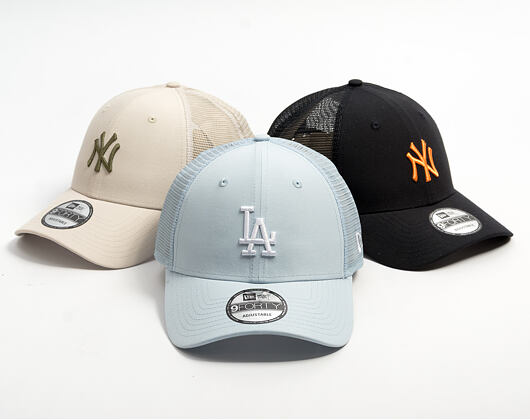 Kšiltovka New Era - MLB Midi Homefield 9FORTY Trucker - LA Dodgers - Sky Blue / White