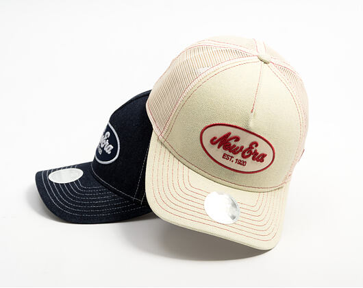Dámská Kšiltovka New Era - Branded Denim Oval Logo 9FORTY M-CROWN A-Frame Trucker - Cream