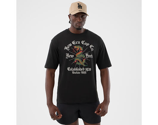 Triko New Era - Branded Oversized Graphic Tee - Black