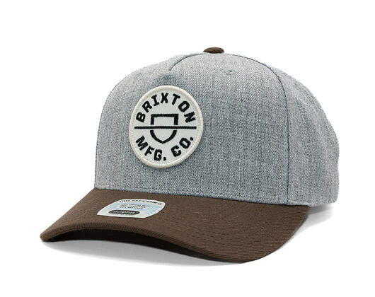 Kšiltovka Brixton - Crest C Mp Snapback - Heather Grey/Pinecone Brown