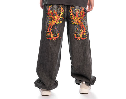 Kalhoty Ed Hardy - Embroidered Angel Xxtra Fit Jeans - Distressed Black Wash