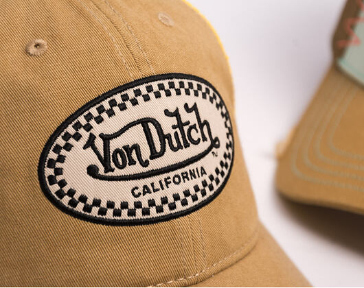 Kšiltovka Von Dutch - Baseball Cap - California Patch - Tan / Yellow