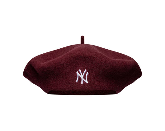 Dámský Baret New Era - MLB Wool Script Beret - NY Yankees - Burgundy