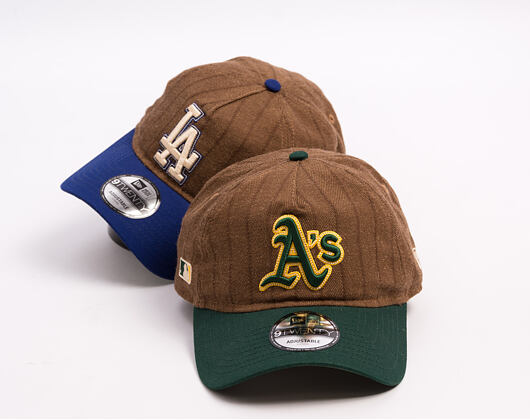 Kšiltovka New Era × Three Looms - Chestnut Pinstripe 9TWENTY A-Frame - Oakland Athletics