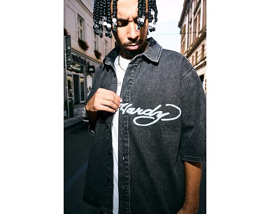 Košile Ed Hardy - Mens Eagle And Stars Relaxed Denim Shirt - Black