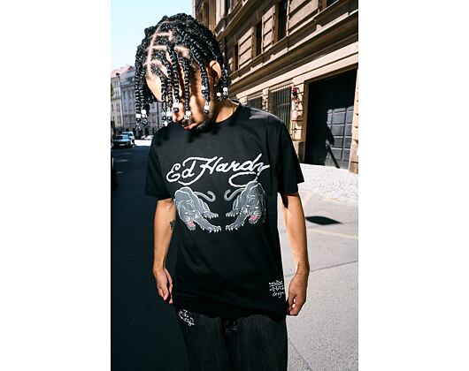 Triko Ed Hardy - Mens Double-Panther Tshirt - Black