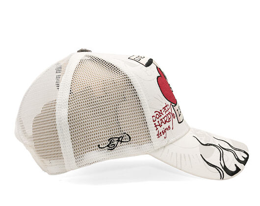 Kšiltovka Ed Hardy - Unisex Live Fast Love Hard 5 Panel Trucker Cap - White