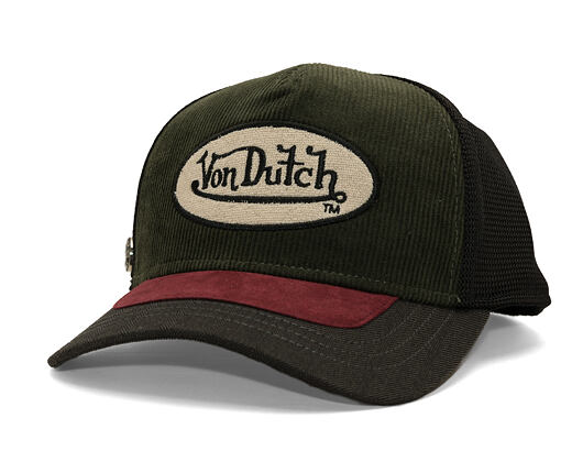 Kšiltovka Von Dutch - Corduroy Oval Patch Baseball - Olive / Burgundy
