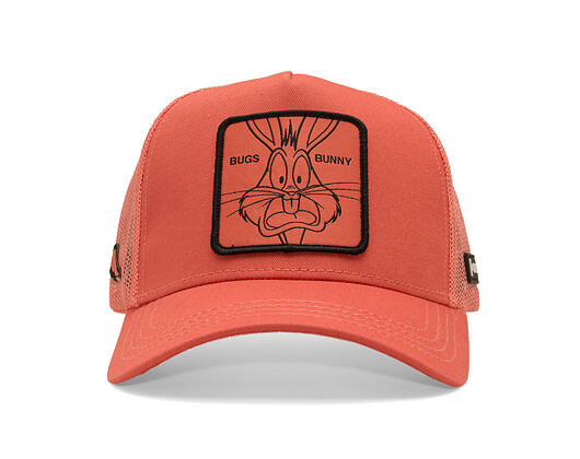 Kšiltovka Capslab - Looney Tunes Trucker - Bugs Bunny Line Art Patch - Coral