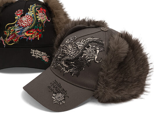 Kšiltovka Ed Hardy - Crawling Dragon Trapper - Grey