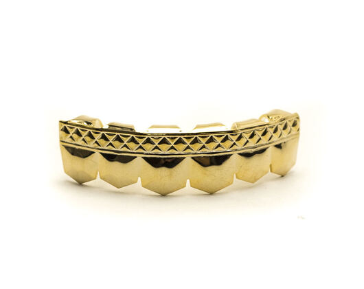 Pozlacené zuby King Ice Diamond Pattern Top Grillz