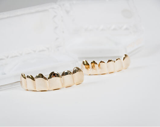 Pozlacené zuby King Ice Gold Plain Top Grillz