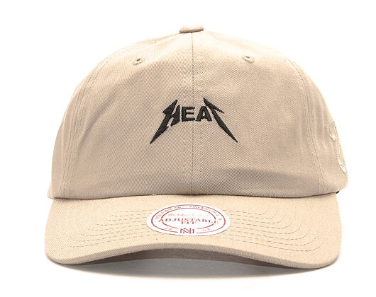 Kšiltovka Mitchell & Ness Rock Font Dad Hat Miami Heat Khaki Strapback