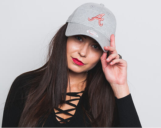 Dámská Kšiltovka New Era Jersey Essential Atlanta Braves 9FORTY Gray/Blush Strapback