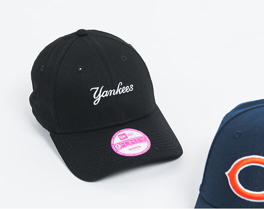 Dámská New Era Wordmark New York Yankees 9FORTY Black/White Strapback