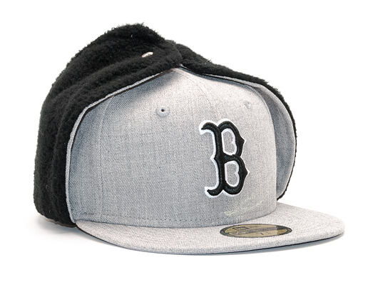 Kšiltovka S Klapkami New Era Premium Dog Ear Boston Red Sox 59FIFTY Heather Grey/Black