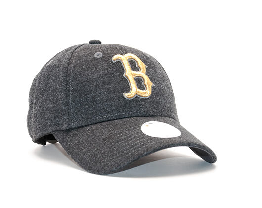 Dámská Kšiltovka New Era Essential Jersey Boston Red Sox 9FORTY Grey Heather/Gold Strapback