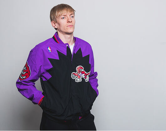 Bunda Mitchell & Ness Authentic Warm Up Toronto Raptors Black/Purple