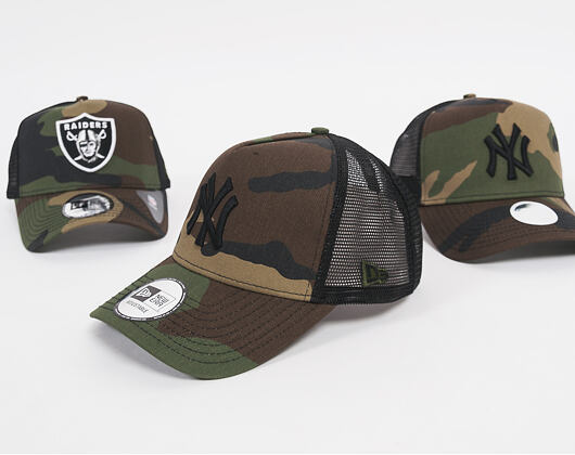 Dámská Kšiltovka New Era Camo Team Aframe Trucker New York Yankees 9FORTY Woodland Camo Snapback