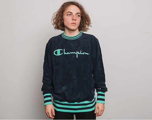 Mikina Champion Crewneck Sweatshirt Classic Logo Navy/Green